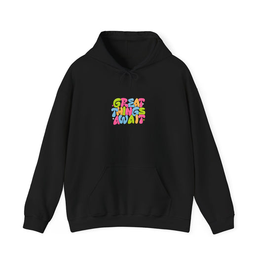 Unisex Hooded Sweatshirt - "Great Things Await" Inspirational Art