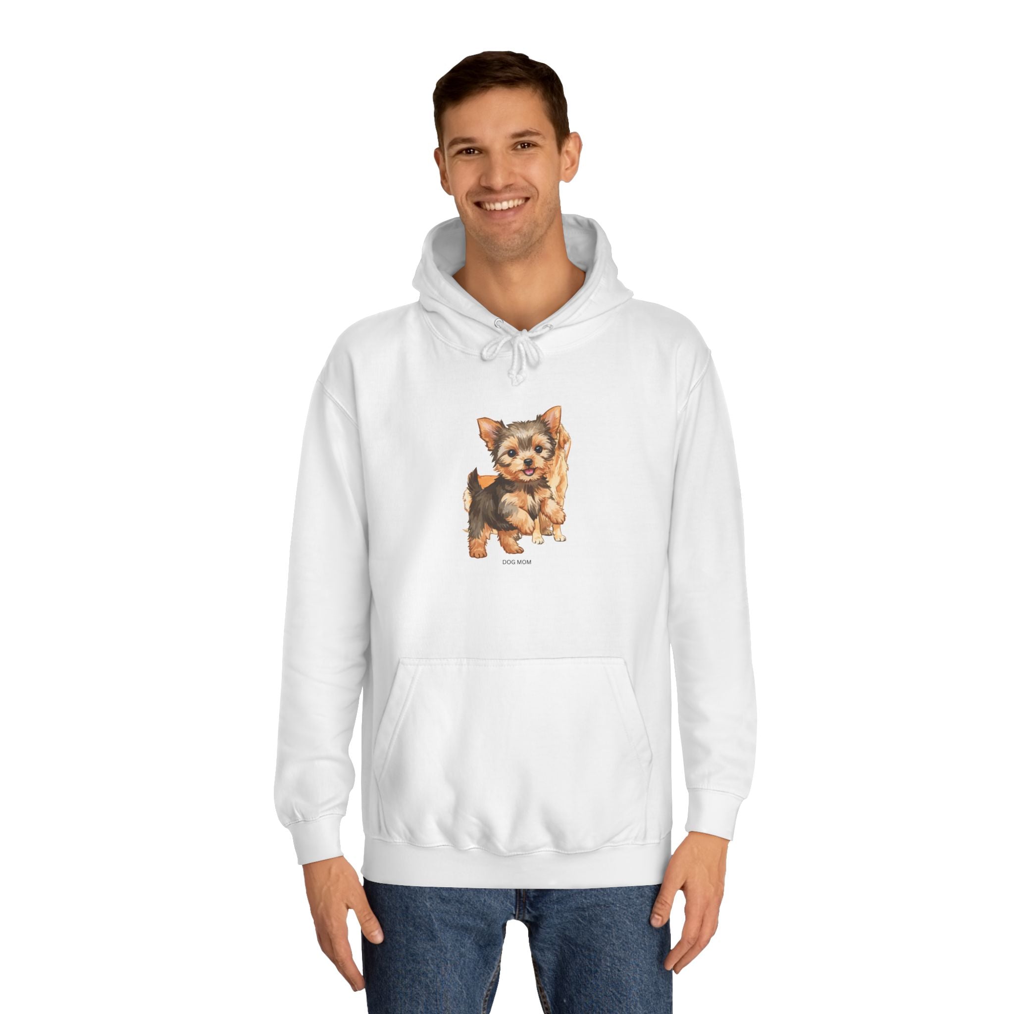 Sweatshirt com capuz unissexo com ilustração de cão fofo para faculdade