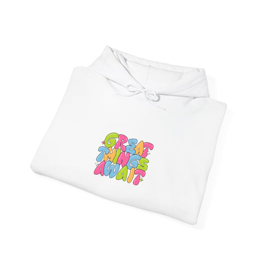 Unisex Hooded Sweatshirt - "Great Things Await" Inspirational Art