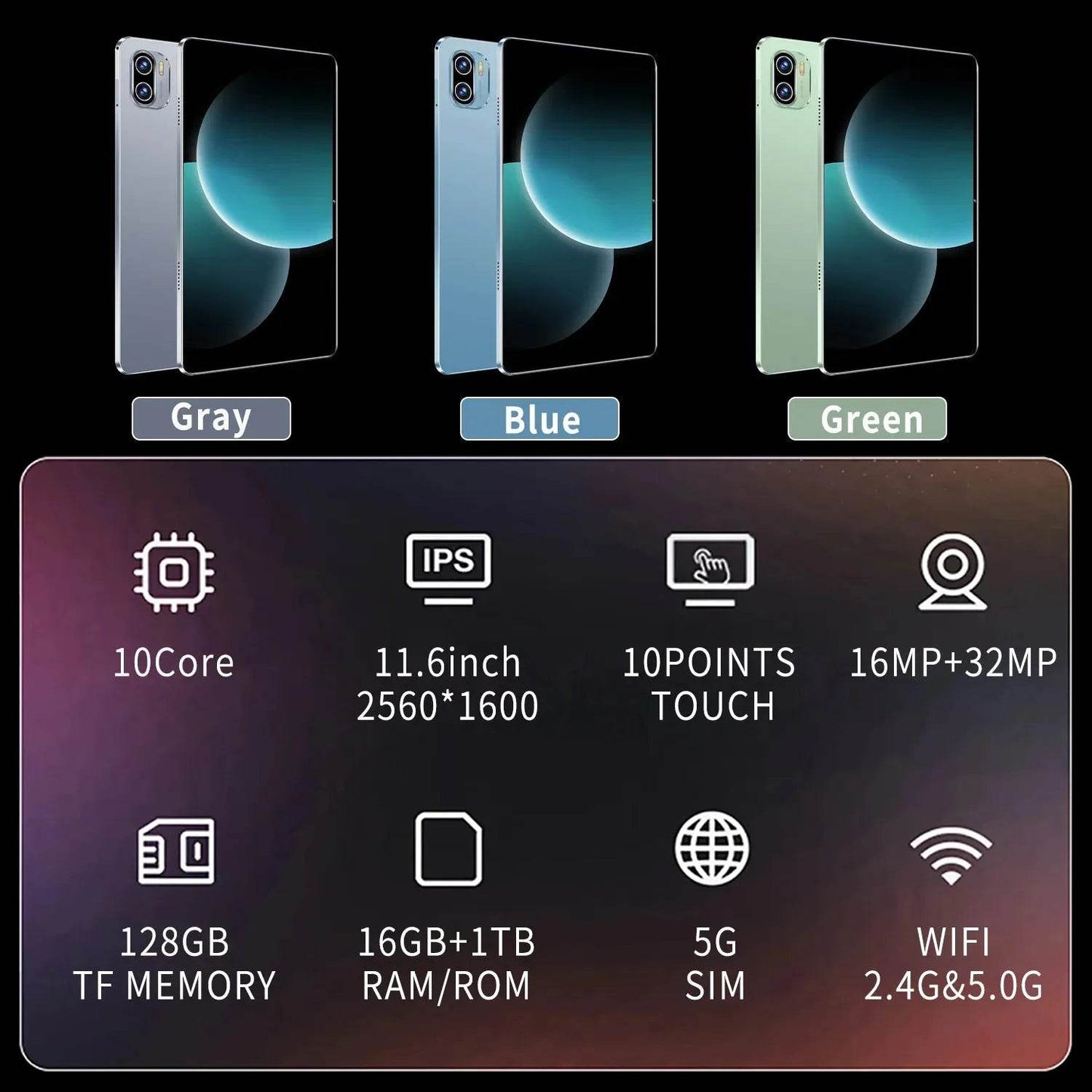 Tablet Android 2025 5G 13.0 Brand New 11.6 inch 16GB RAM 1TB - Loja Manuel Coelho