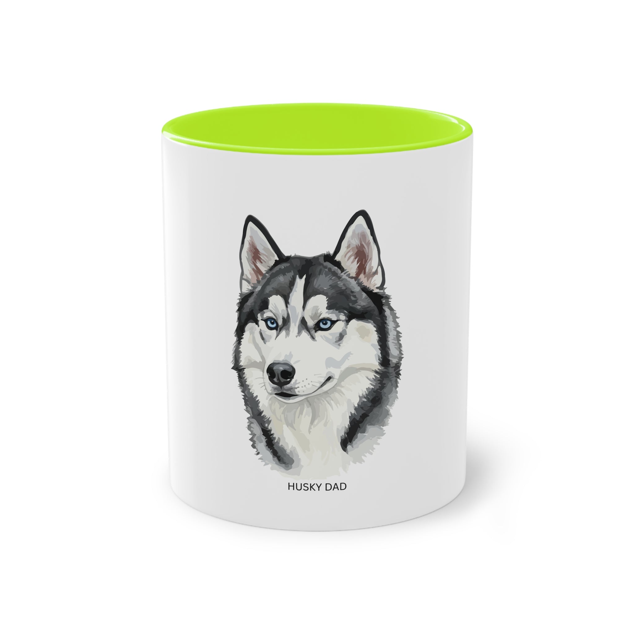 Caneca de café bicolor Husky Dad, presente perfeito para os amantes de cães