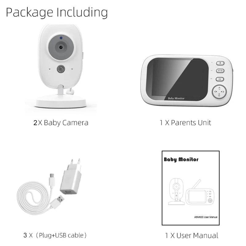 3.5 Inch Video Baby Monitor Nanny IR Night Vision Security Camera 2 Way Audio Video - Loja Manuel Coelho