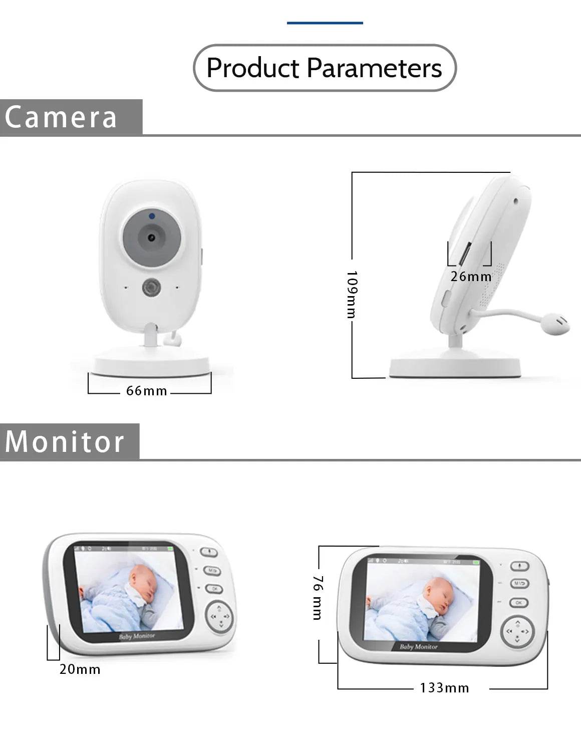 3.5 Inch Video Baby Monitor Nanny IR Night Vision Security Camera 2 Way Audio Video - Loja Manuel Coelho
