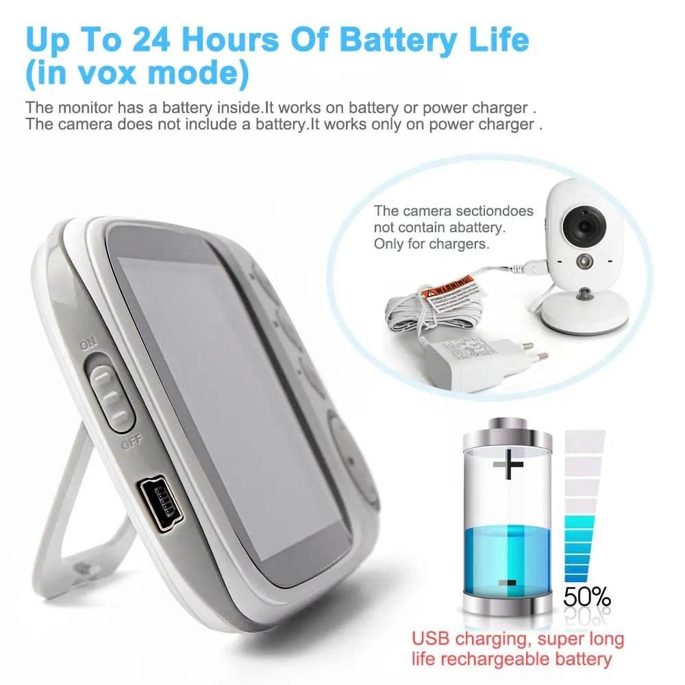 3.5 Inch Video Baby Monitor Nanny IR Night Vision Security Camera 2 Way Audio Video - Loja Manuel Coelho
