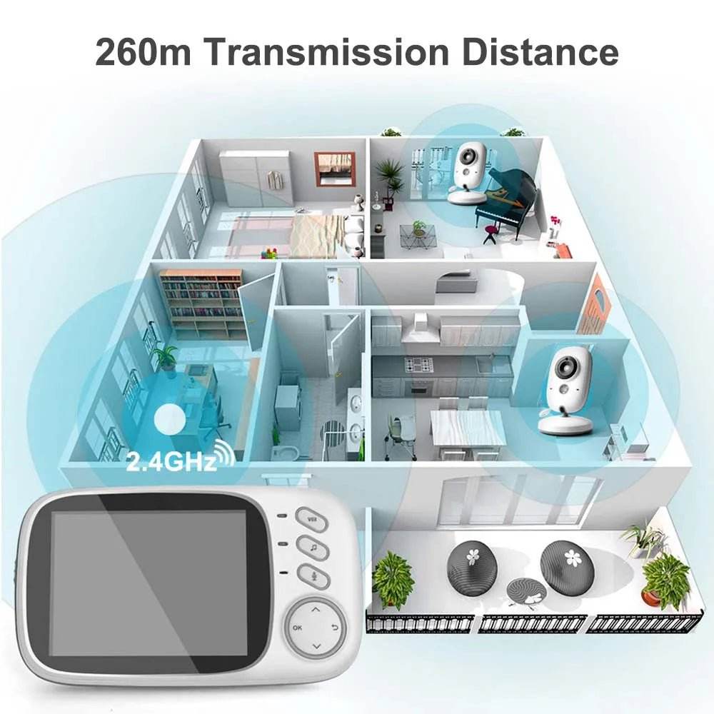 3.5 Inch Video Baby Monitor Nanny IR Night Vision Security Camera 2 Way Audio Video - Loja Manuel Coelho