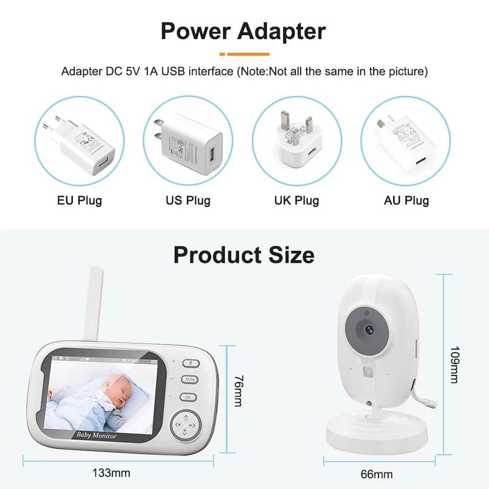 3.5 Inch Video Baby Monitor Nanny IR Night Vision Security Camera 2 Way Audio Video - Loja Manuel Coelho