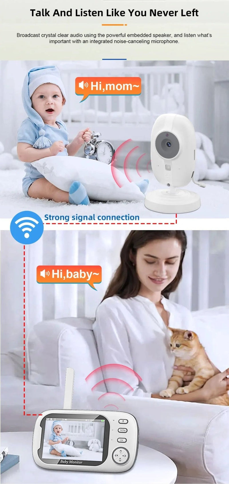 3.5 Inch Video Baby Monitor Nanny IR Night Vision Security Camera 2 Way Audio Video - Loja Manuel Coelho