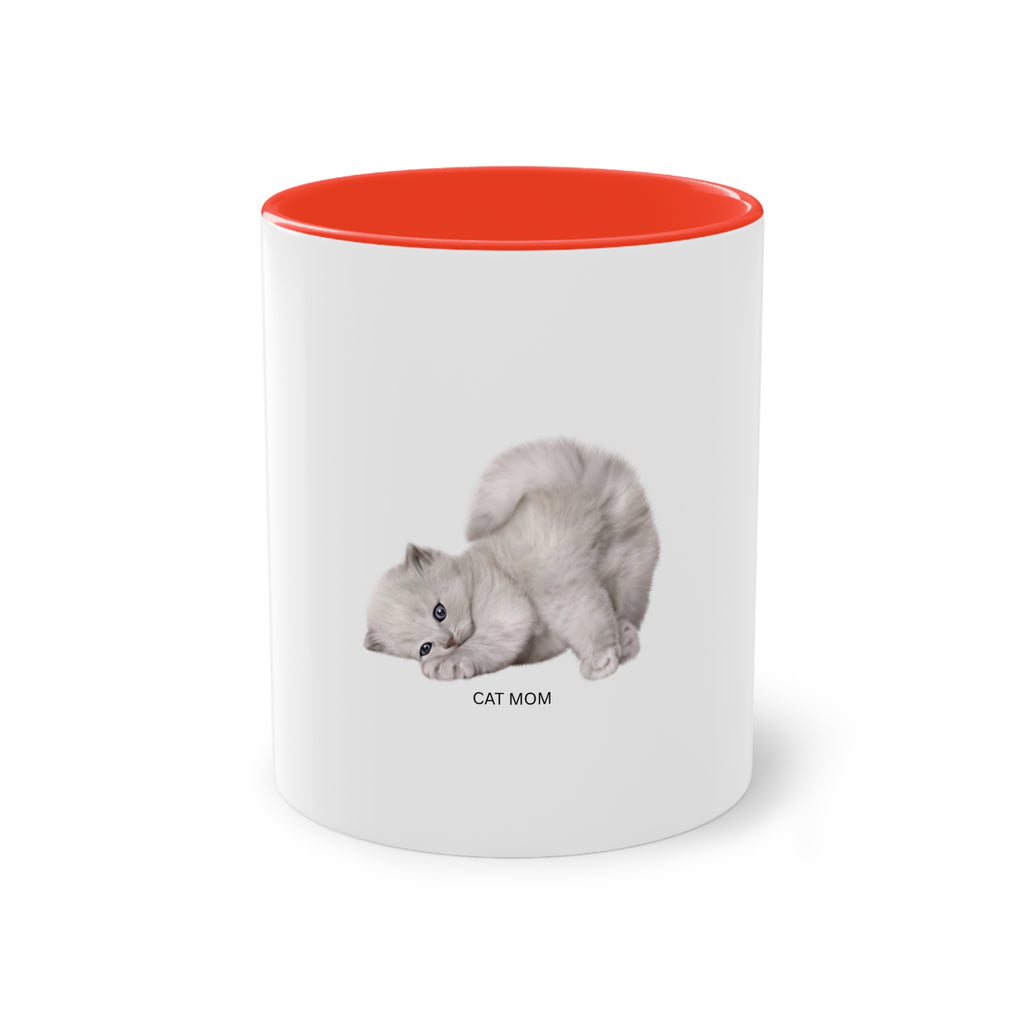 Caneca de café bicolor Cat Mom - presente perfeito para os amantes de gatos