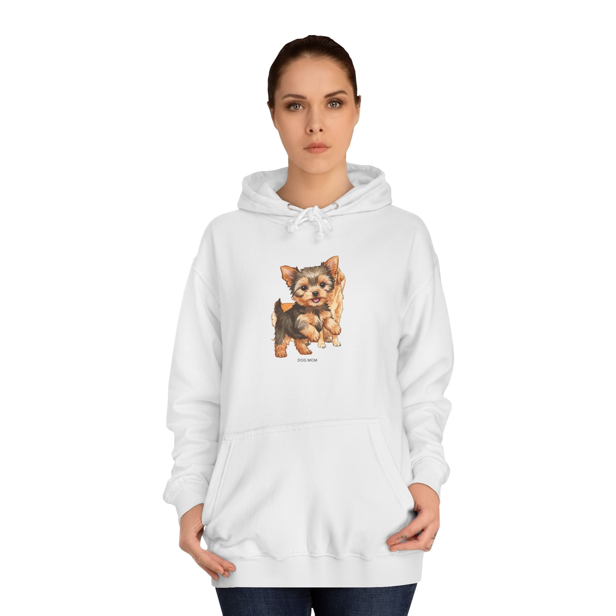 Sweatshirt com capuz unissexo com ilustração de cão fofo para faculdade