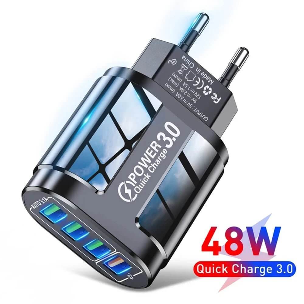 4 Port USB Fast Charging 48W QC3.0 Quick Charger - Loja Manuel Coelho