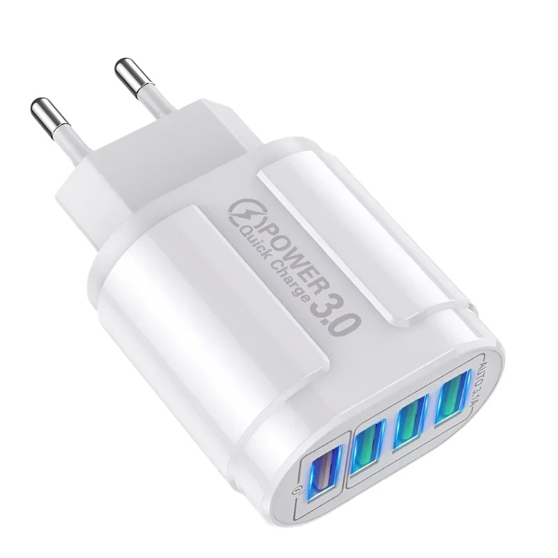 48W QC3.0 Quick Charger 4USB EU Standard Travel Portable 4 Port Fast Charging - Loja Manuel Coelho