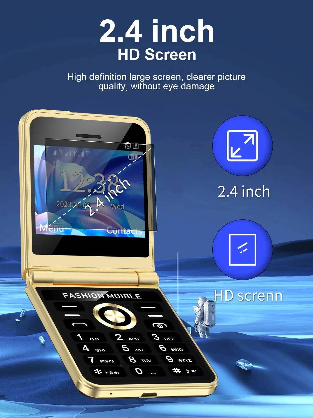 Mobile Phone New Flip 4 SIM Card Speed Dial Magic Voice - Loja Manuel Coelho