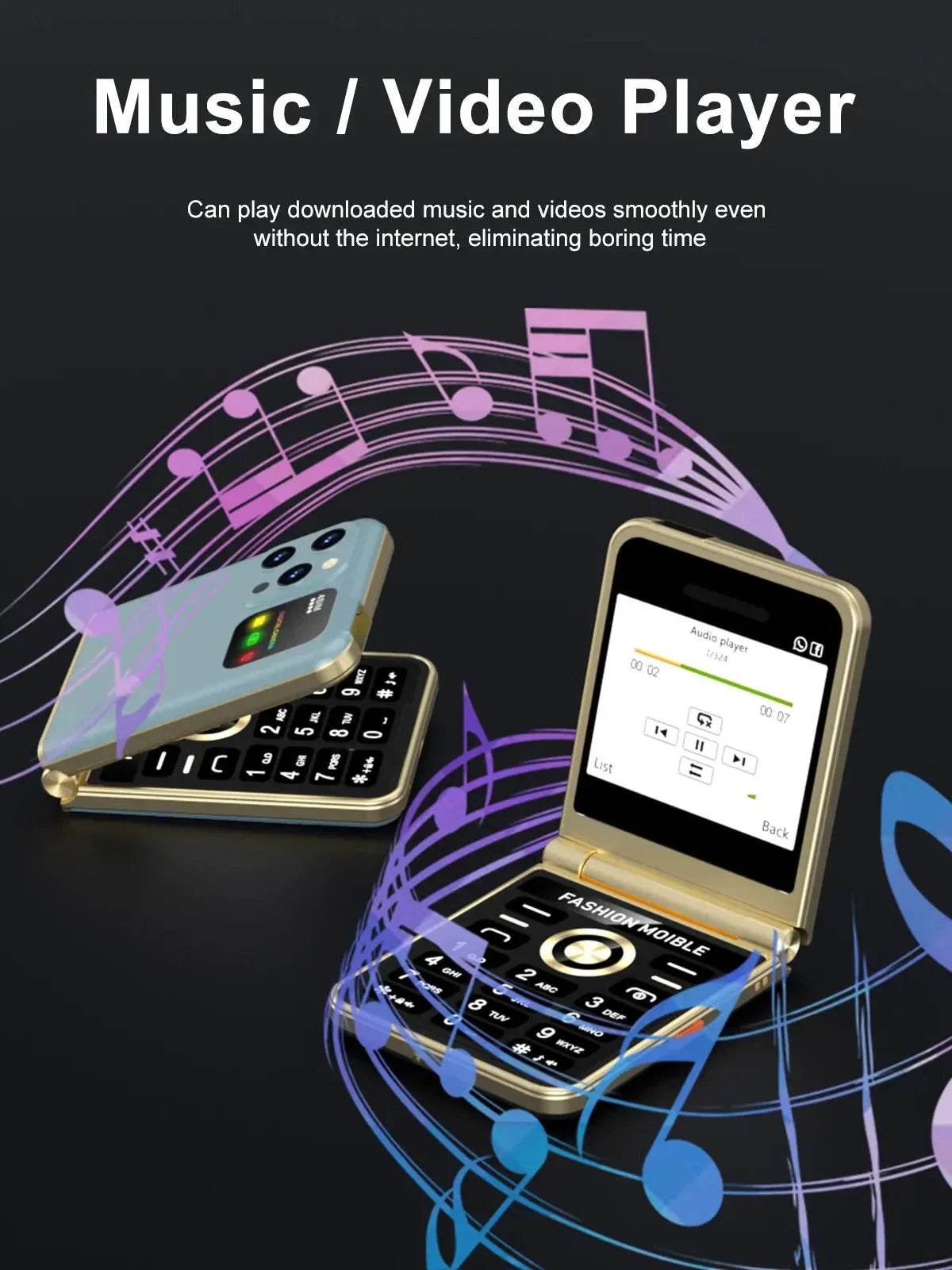 Mobile Phone New Flip 4 SIM Card Speed Dial Magic Voice - Loja Manuel Coelho