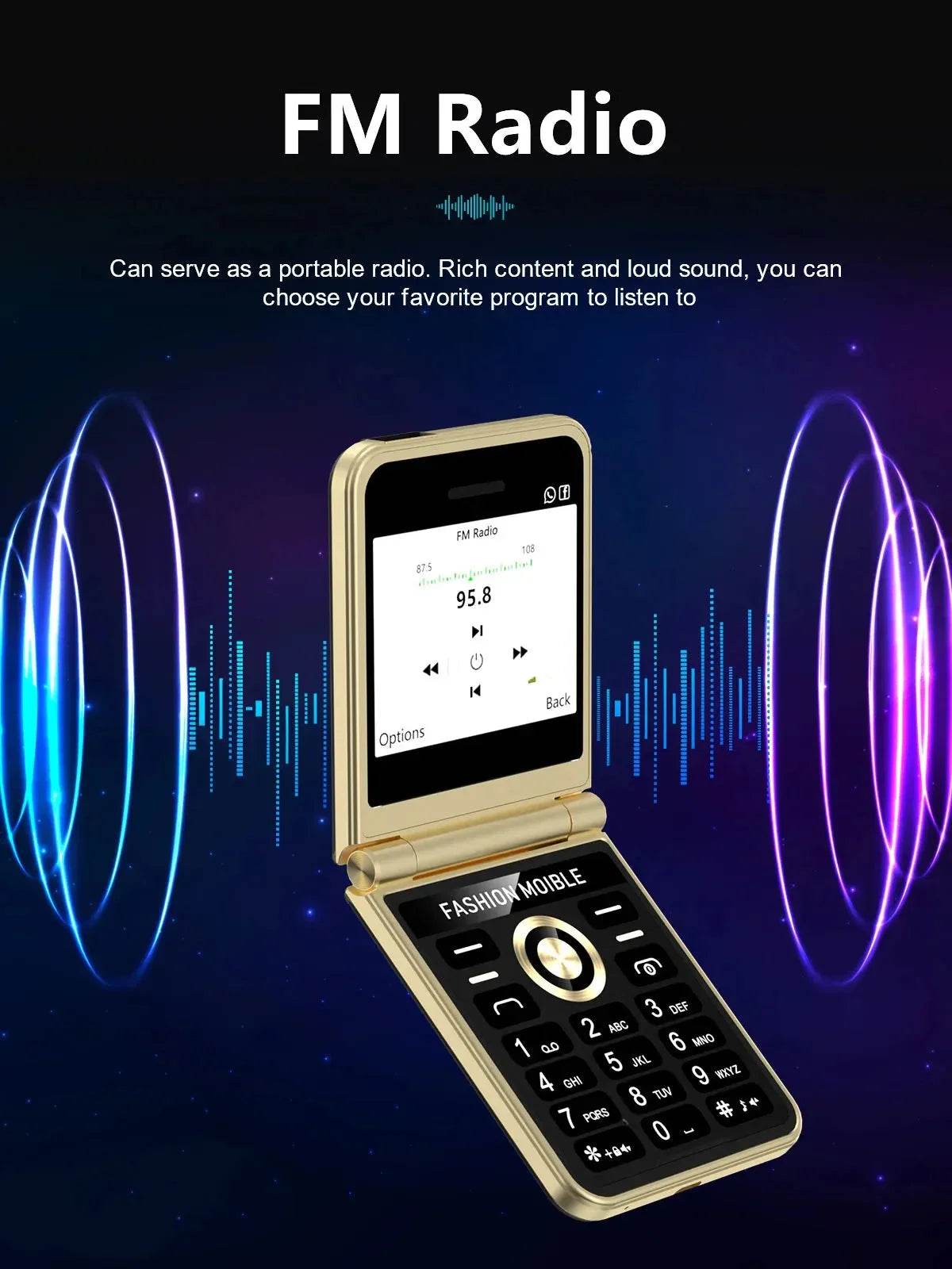 Mobile Phone New Flip 4 SIM Card Speed Dial Magic Voice - Loja Manuel Coelho