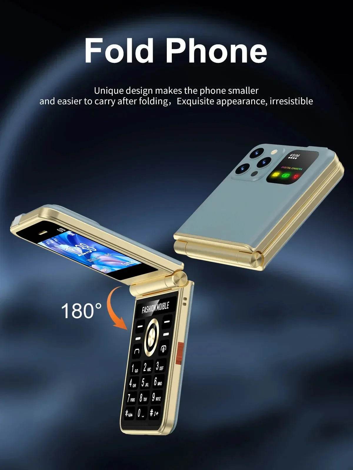 Mobile Phone New Flip 4 SIM Card Speed Dial Magic Voice - Loja Manuel Coelho