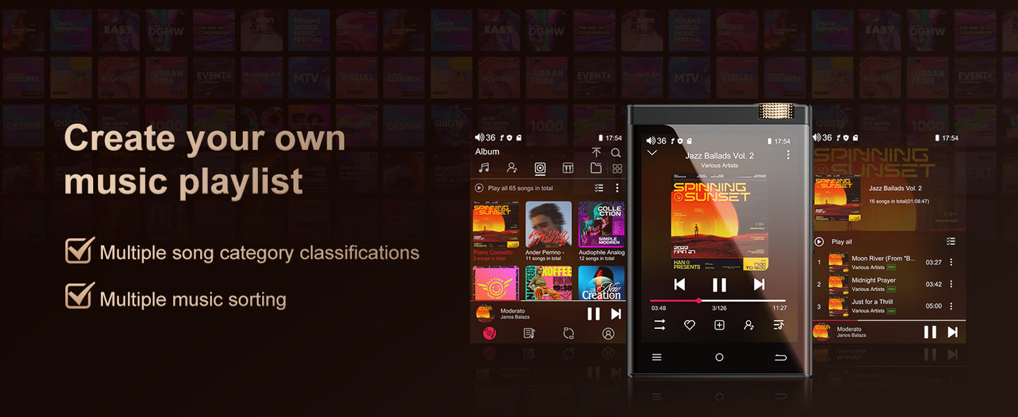 Hi-Fi MP3 Player with Bluetooth and WiFi, Oilsky Lossless DSD High-Resolution