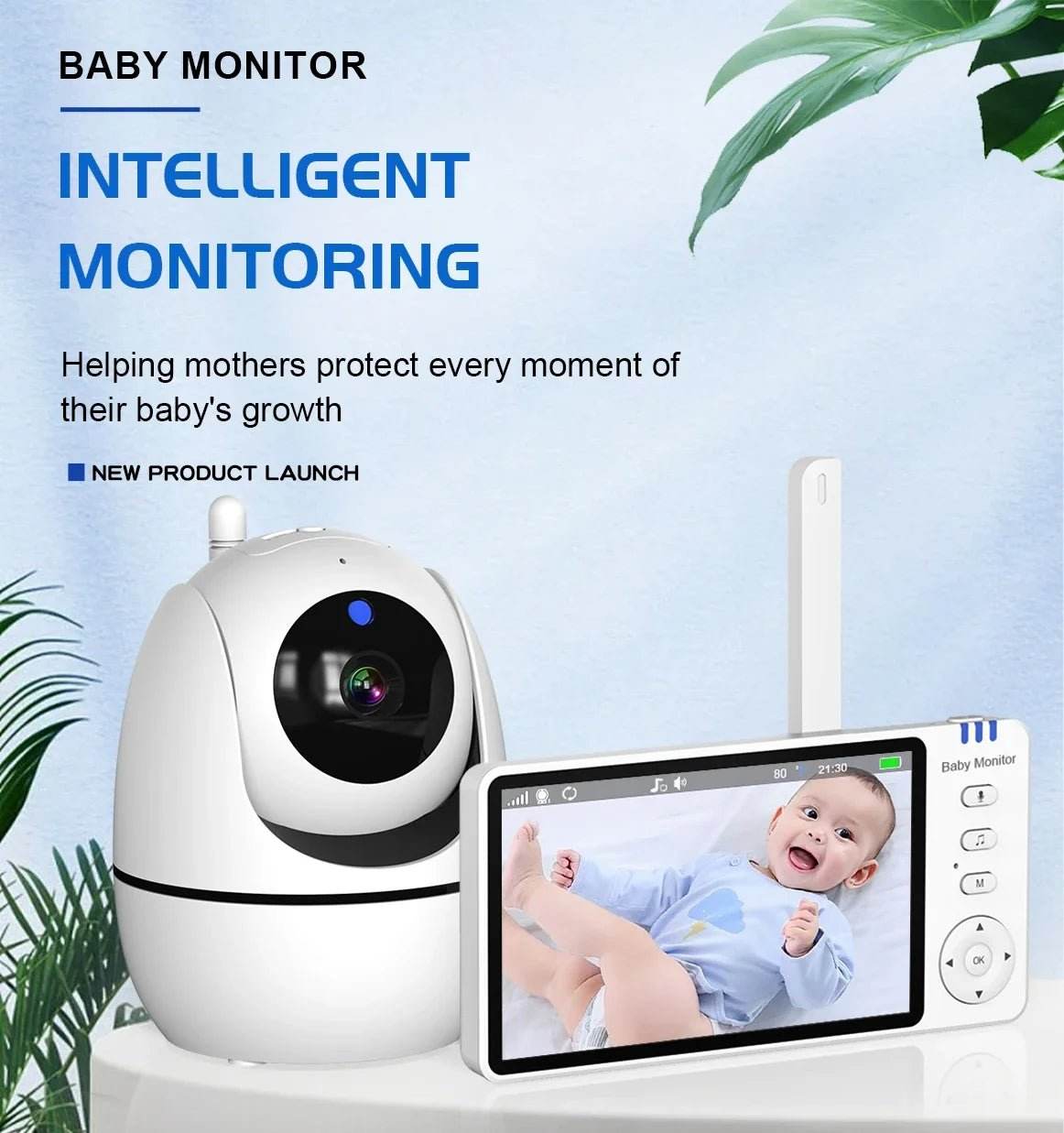 5 Inch Video Baby Monitor With 4X Zoom Babyphone Camera Bebe Nanny Monitors - Loja Manuel Coelho