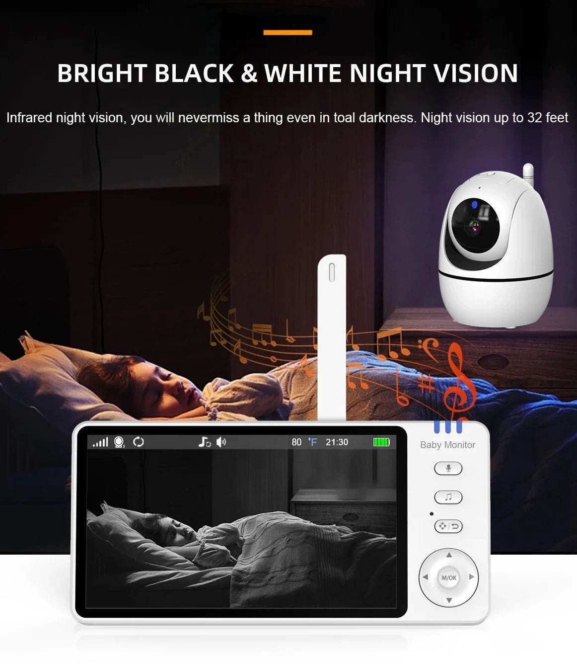 5 Inch Video Baby Monitor With 4X Zoom Babyphone Camera Bebe Nanny Monitors - Loja Manuel Coelho
