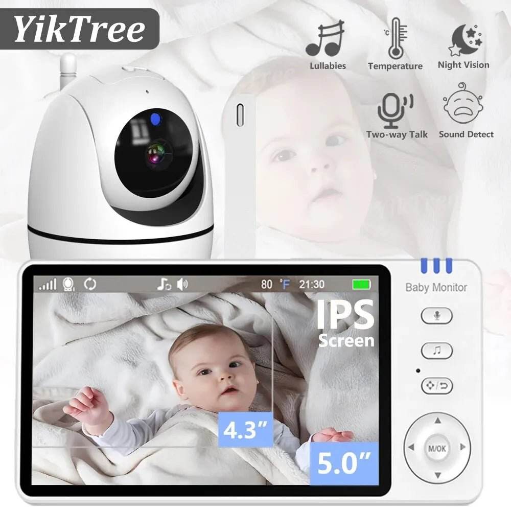 5 Inch Video Baby Monitor With 4X Zoom Babyphone Camera Bebe Nanny Monitors - Loja Manuel Coelho
