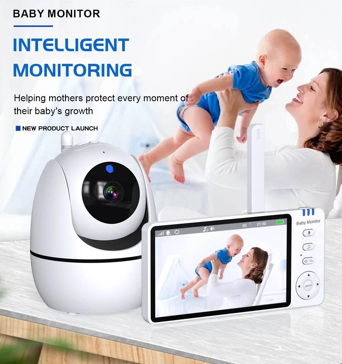 5 Inch Video Baby Monitor With 4X Zoom Babyphone Camera Bebe Nanny Monitors - Loja Manuel Coelho