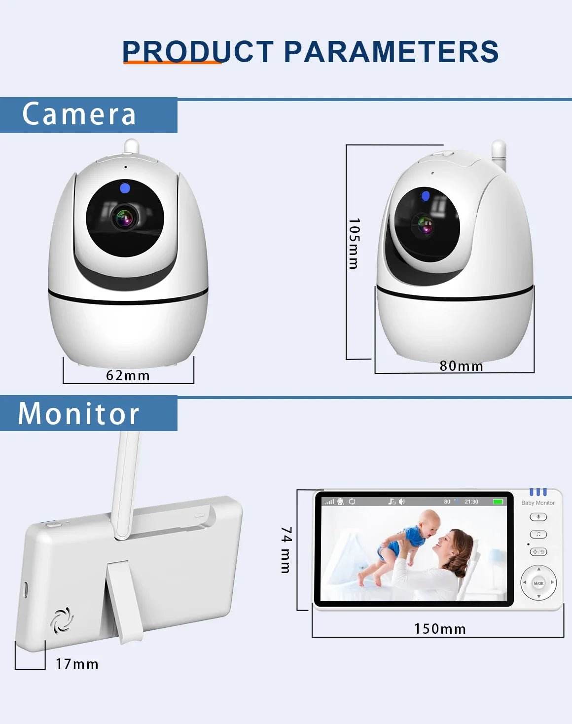 5 Inch Video Baby Monitor With 4X Zoom Babyphone Camera Bebe Nanny Monitors - Loja Manuel Coelho
