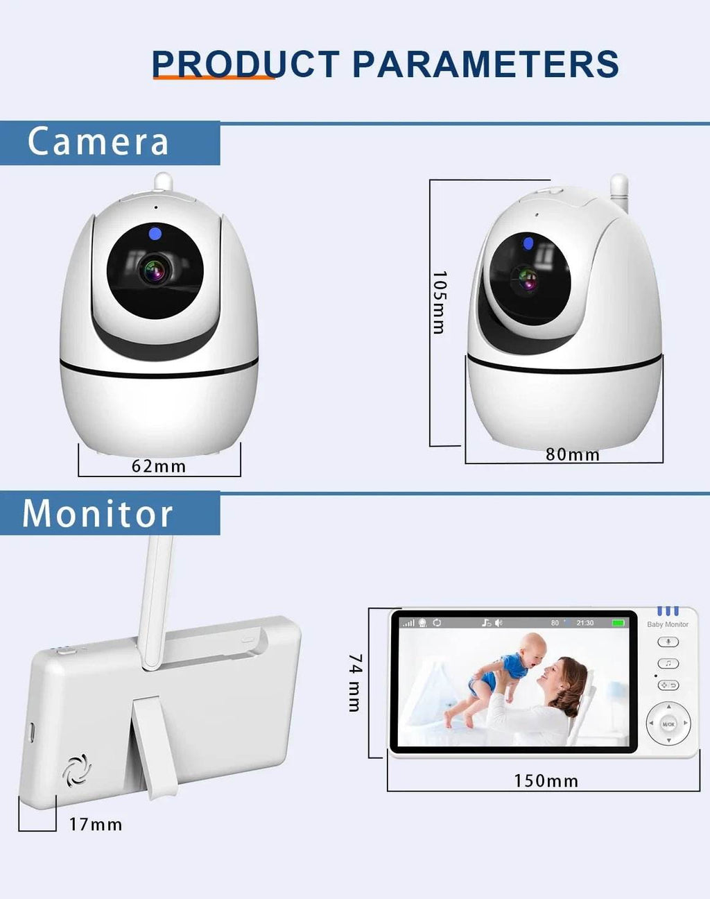 5 Inch Video Baby Monitor With 4X Zoom Babyphone Camera Bebe Nanny Monitors - Loja Manuel Coelho