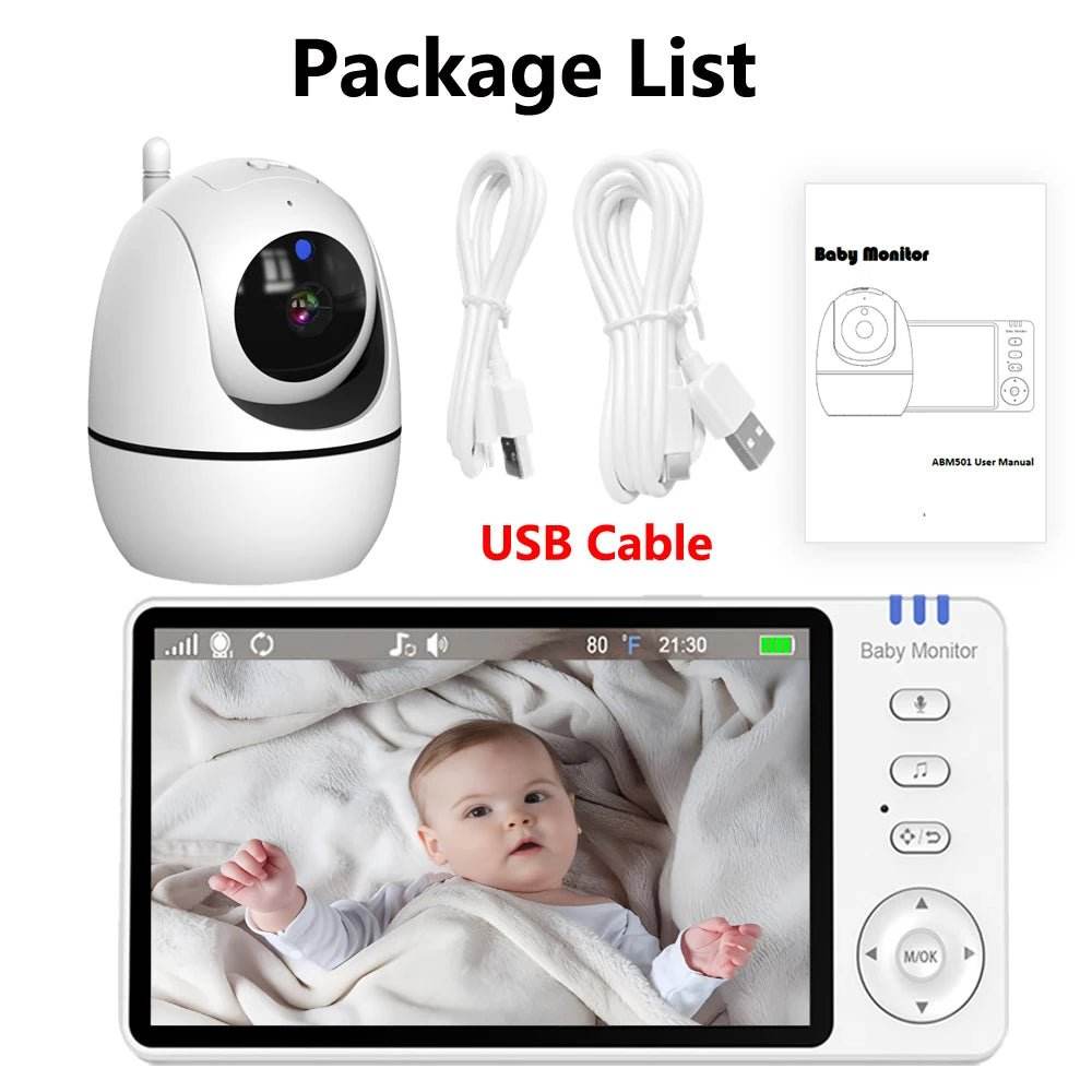 5 Inch Video Baby Monitor With 4X Zoom Babyphone Camera Bebe Nanny Monitors - Loja Manuel Coelho