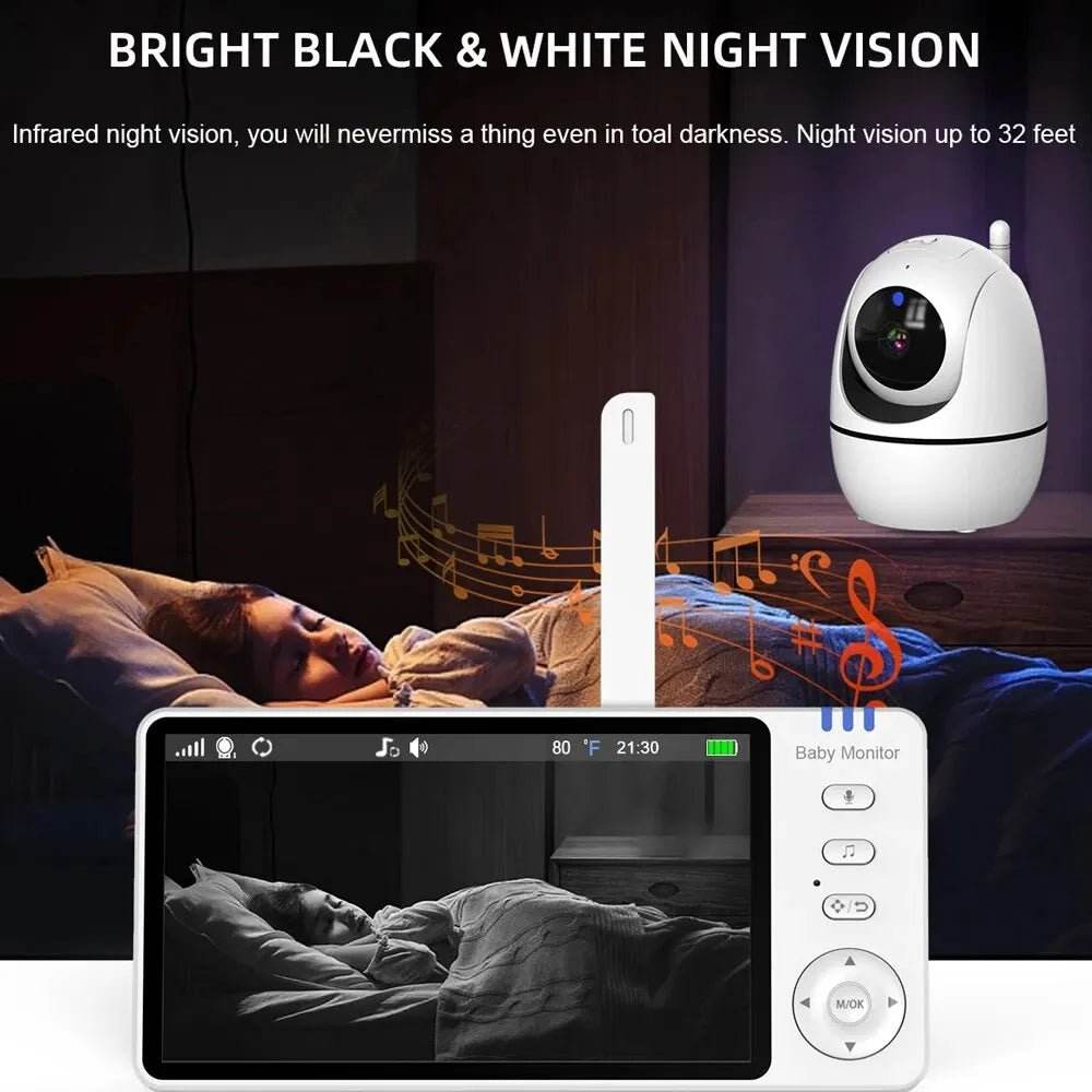 5 Inch Video Baby Monitor With 4X Zoom Babyphone Camera Bebe Nanny Monitors - Loja Manuel Coelho