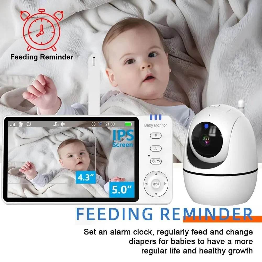 5 Inch Video Baby Monitor With 4X Zoom Babyphone Camera Bebe Nanny Monitors - Loja Manuel Coelho