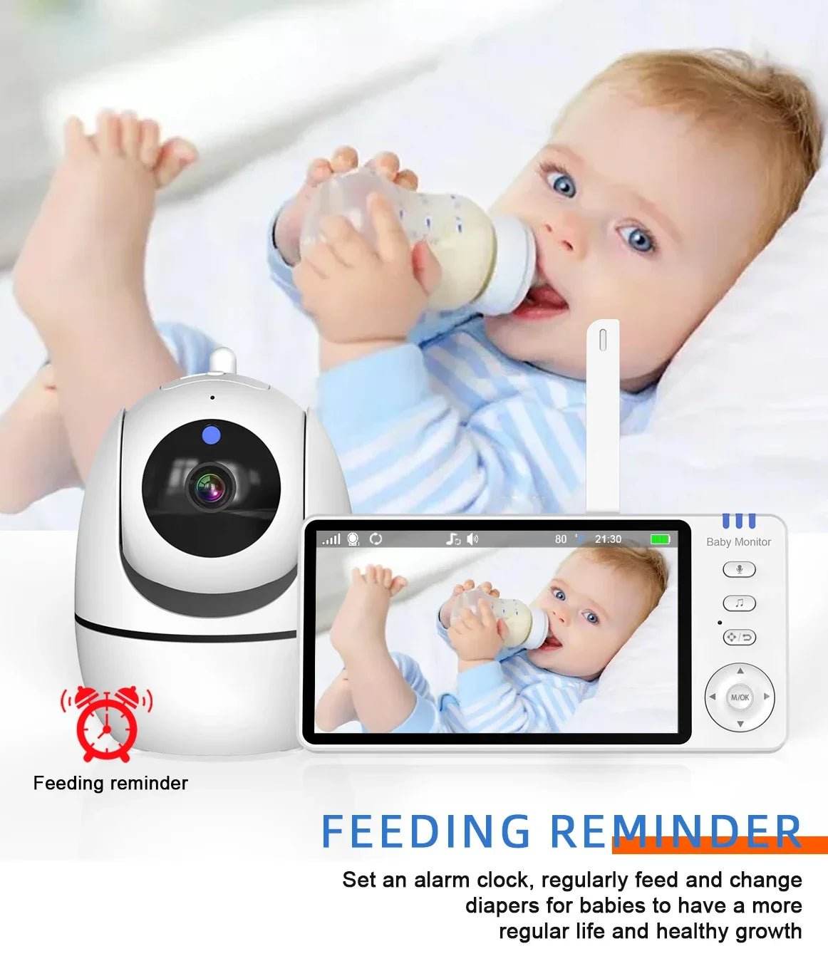 5 Inch Video Baby Monitor With 4X Zoom Babyphone Camera Bebe Nanny Monitors - Loja Manuel Coelho