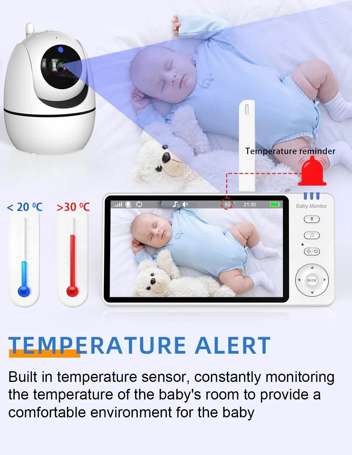 5 Inch Video Baby Monitor With 4X Zoom Babyphone Camera Bebe Nanny Monitors - Loja Manuel Coelho