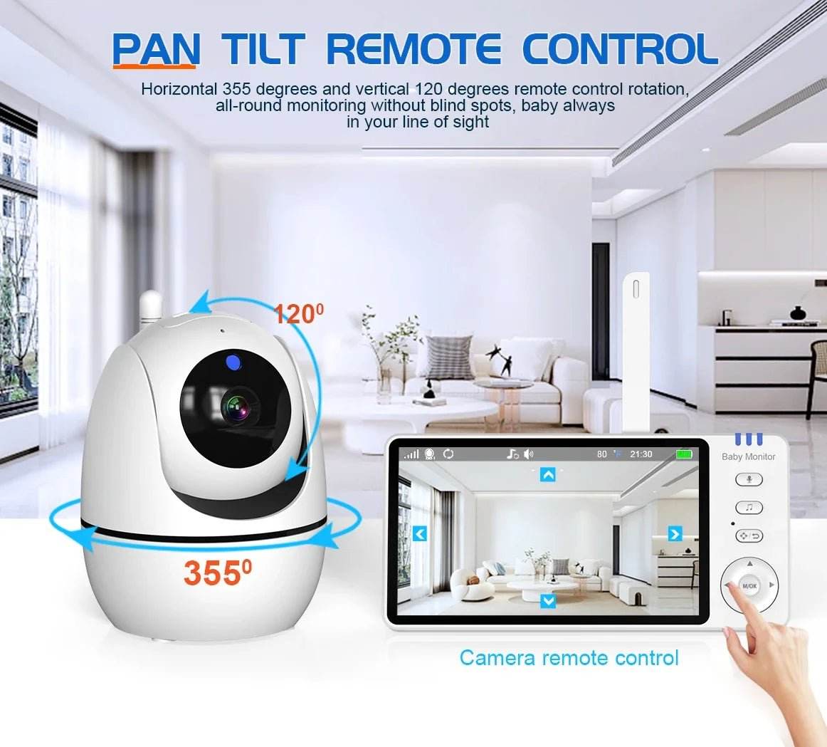 5 Inch Video Baby Monitor With 4X Zoom Babyphone Camera Bebe Nanny Monitors - Loja Manuel Coelho