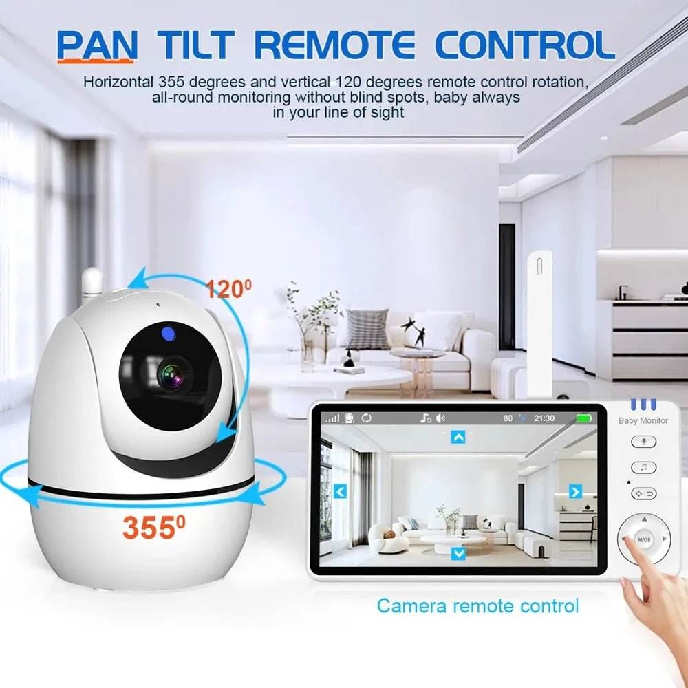 5 Inch Video Baby Monitor With 4X Zoom Babyphone Camera Bebe Nanny Monitors - Loja Manuel Coelho