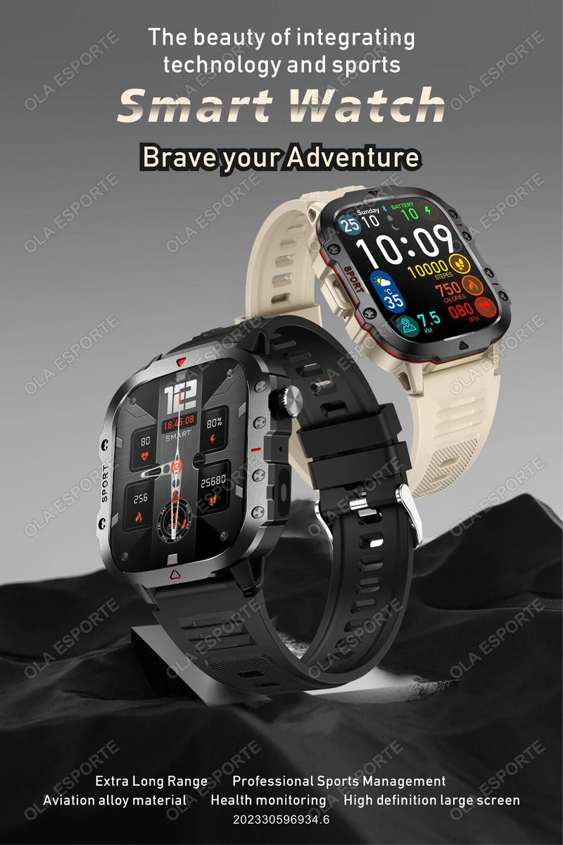 New For Huawei Xiaomi Military GPS Smart Watch Men Flashlight Compass Waterproof