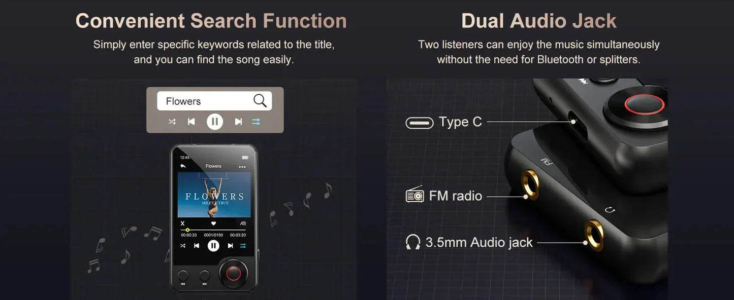 MECHEN 128GB MP3 Player with Bluetooth 5.3, 2.4’ Portable Full Touchscreen Music Player - Loja Manuel Coelho