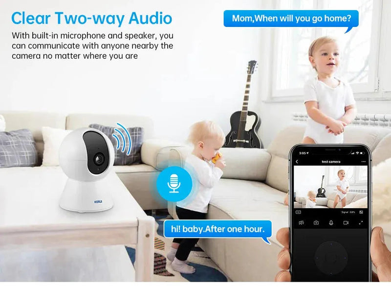 KERUI 5MP 4K Tuya Smart Mini WiFi IP Camera Indoor Wireless Home Security AI Human