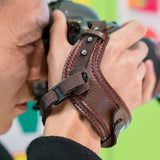 Camera leather wristband