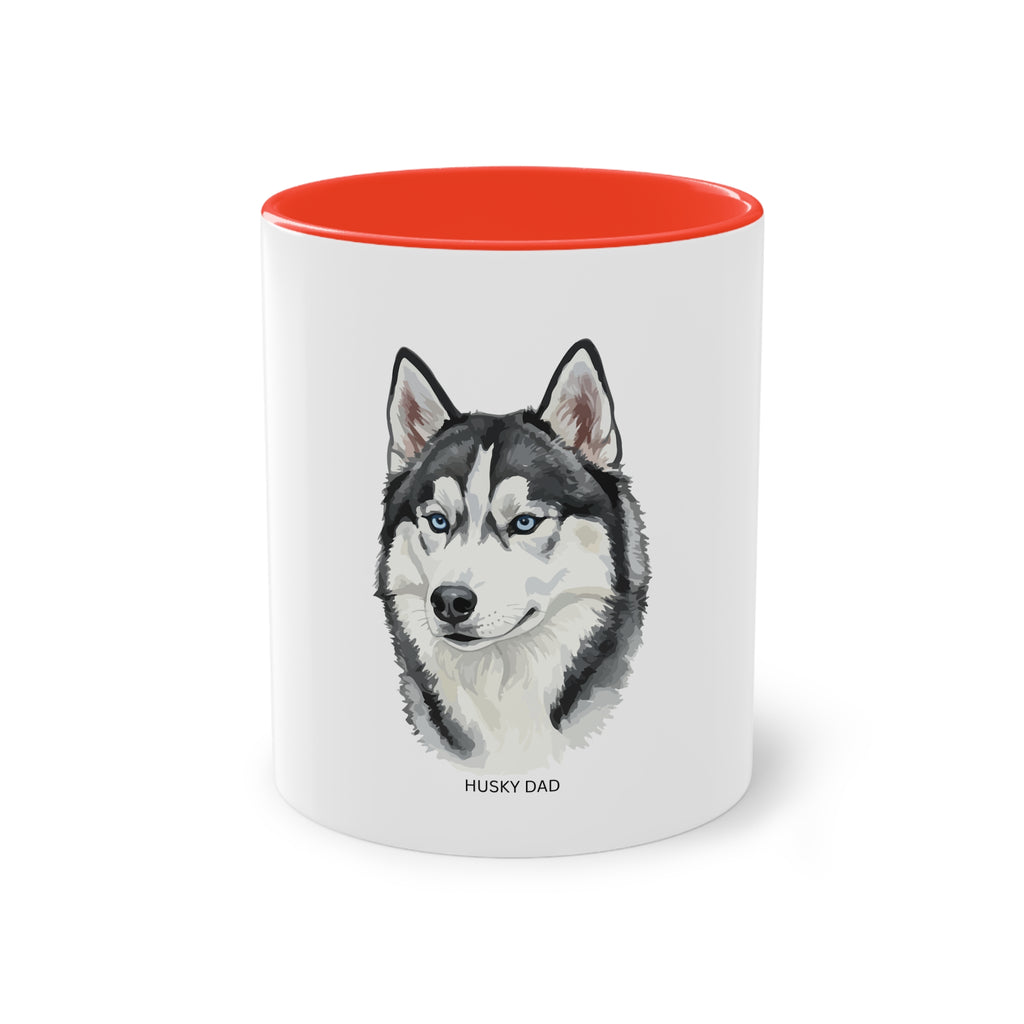 Caneca de café bicolor Husky Dad, presente perfeito para os amantes de cães