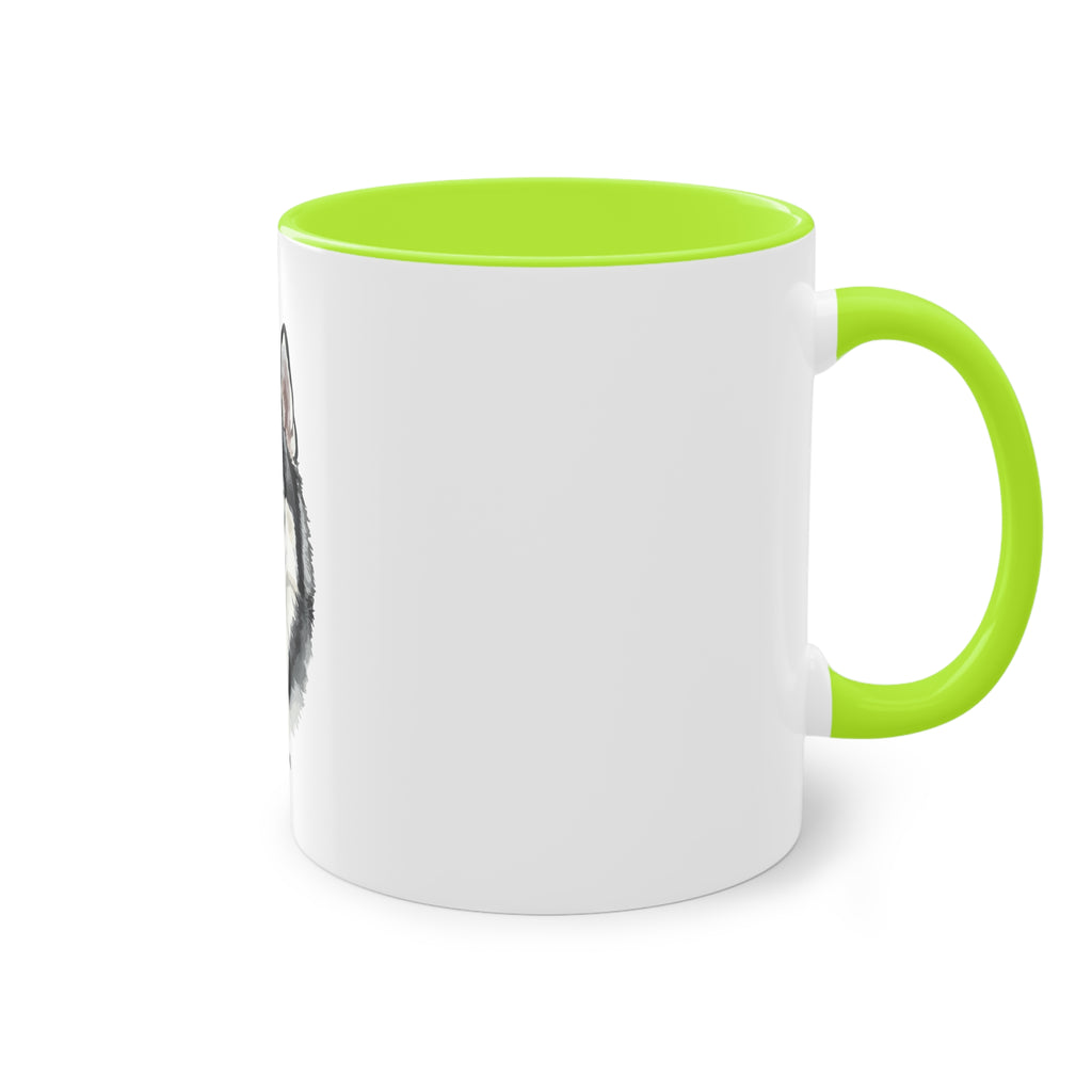 Caneca de café bicolor Husky Dad, presente perfeito para os amantes de cães