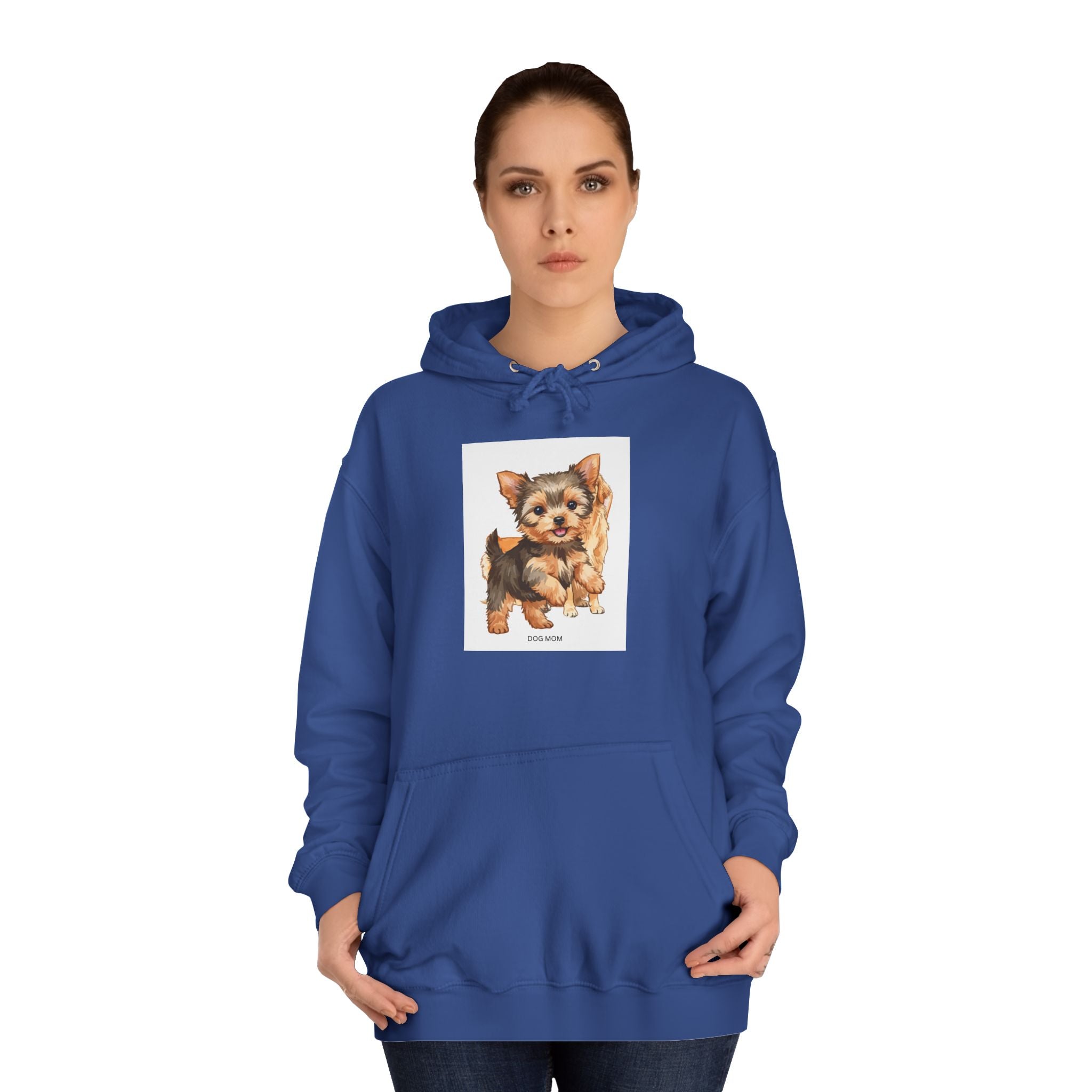 Sweatshirt com capuz unissexo com ilustração de cão fofo para faculdade