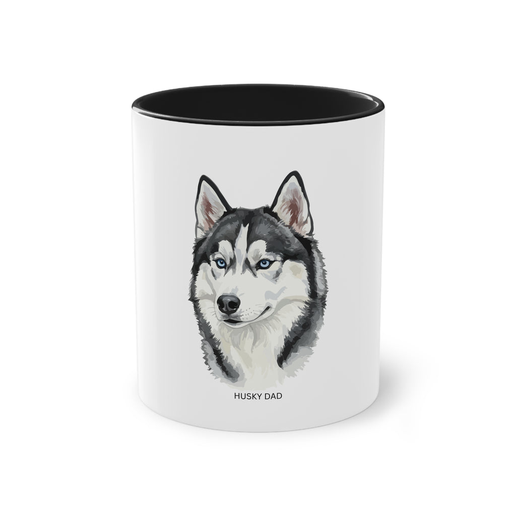 Caneca de café bicolor Husky Dad, presente perfeito para os amantes de cães