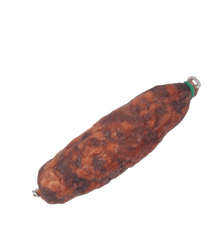 Paínho tradicional português fumado em lenha de carvalho com atilhos verdes.