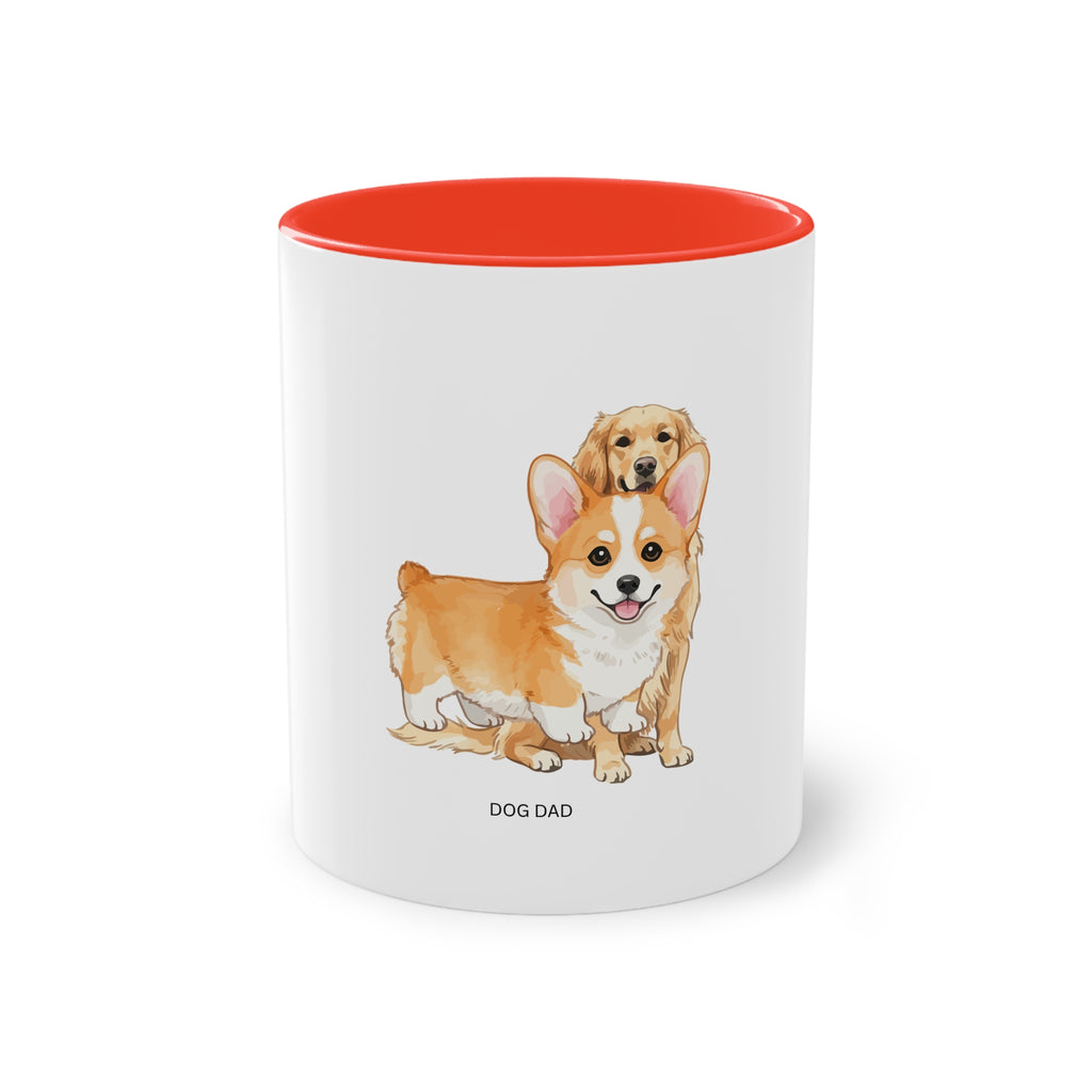 Caneca de café bicolor para pai de cão Corgi, presente personalizado para amantes de animais de estimação