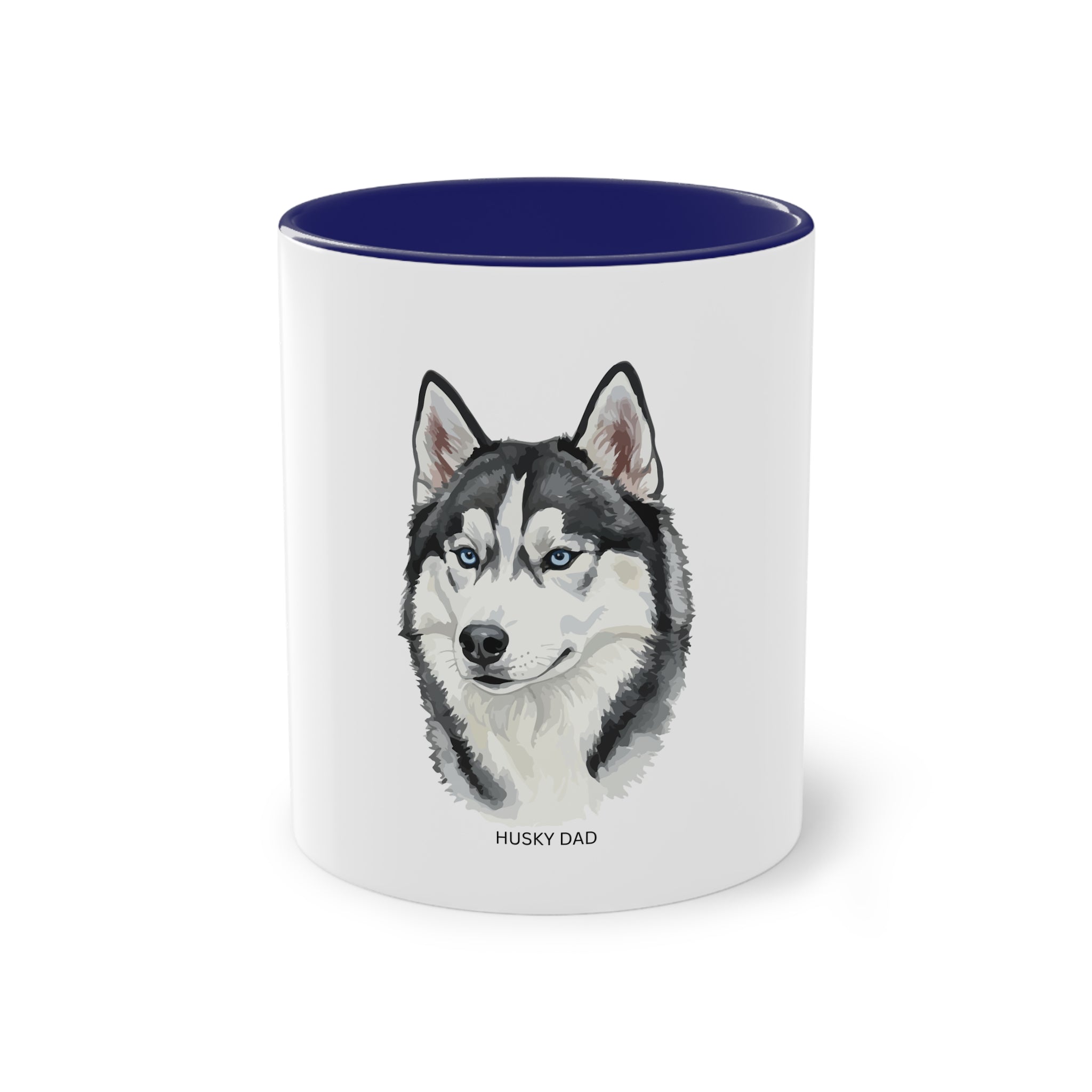 Caneca de café bicolor Husky Dad, presente perfeito para os amantes de cães