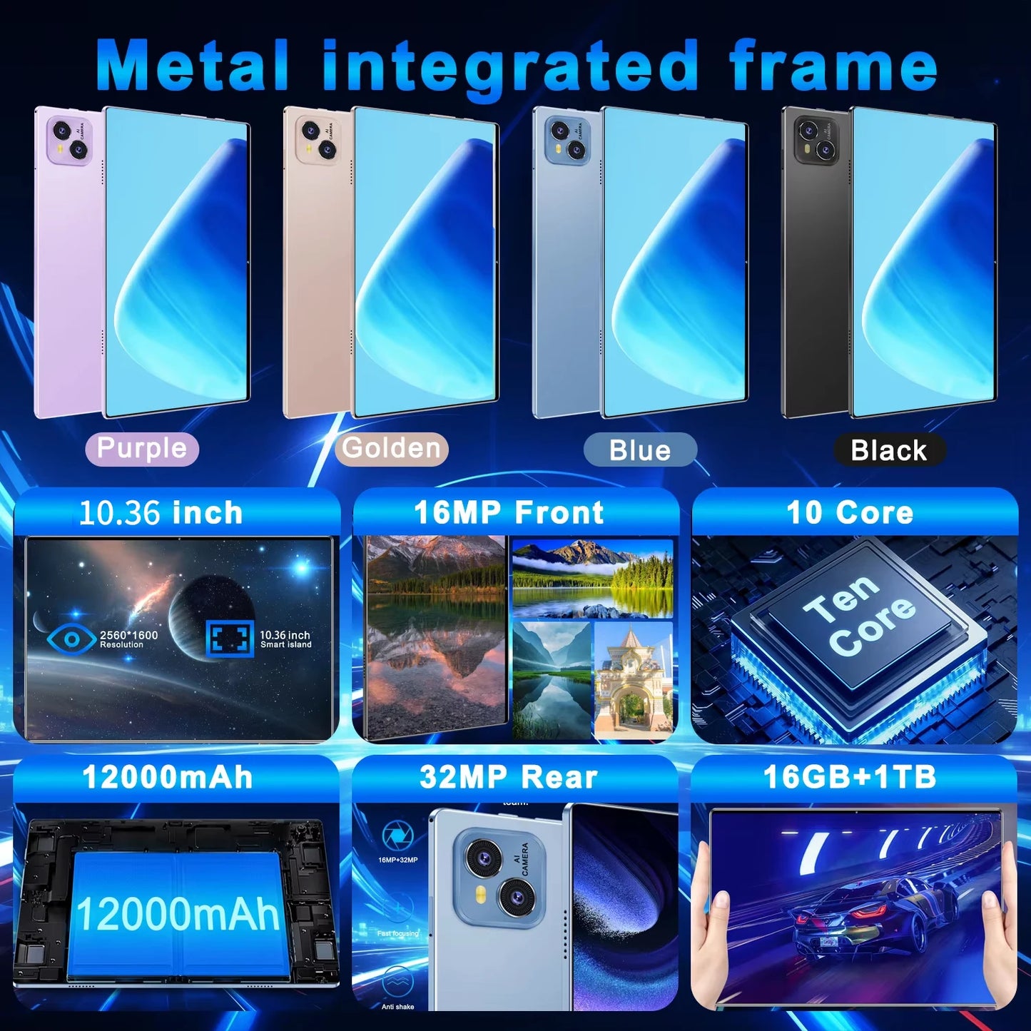 2025 New 5G Tablet 10.36Inch Android 13.0 Tablet MTK6797 16GB RAM 1TB ROM