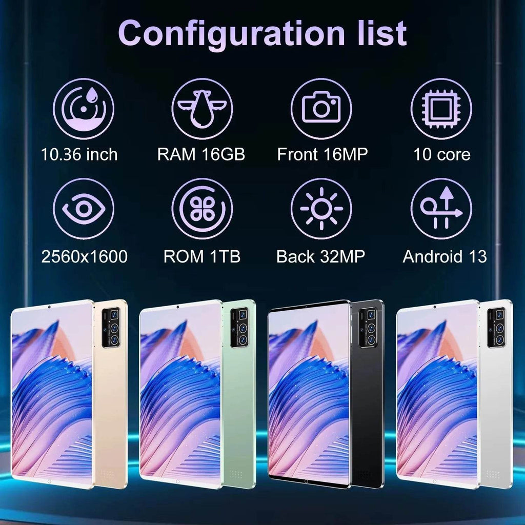 2025 New 5G Tablet 10.36Inch Android 13.0 Tablet MTK6797 16GB RAM 1TB ROM - Loja Manuel Coelho
