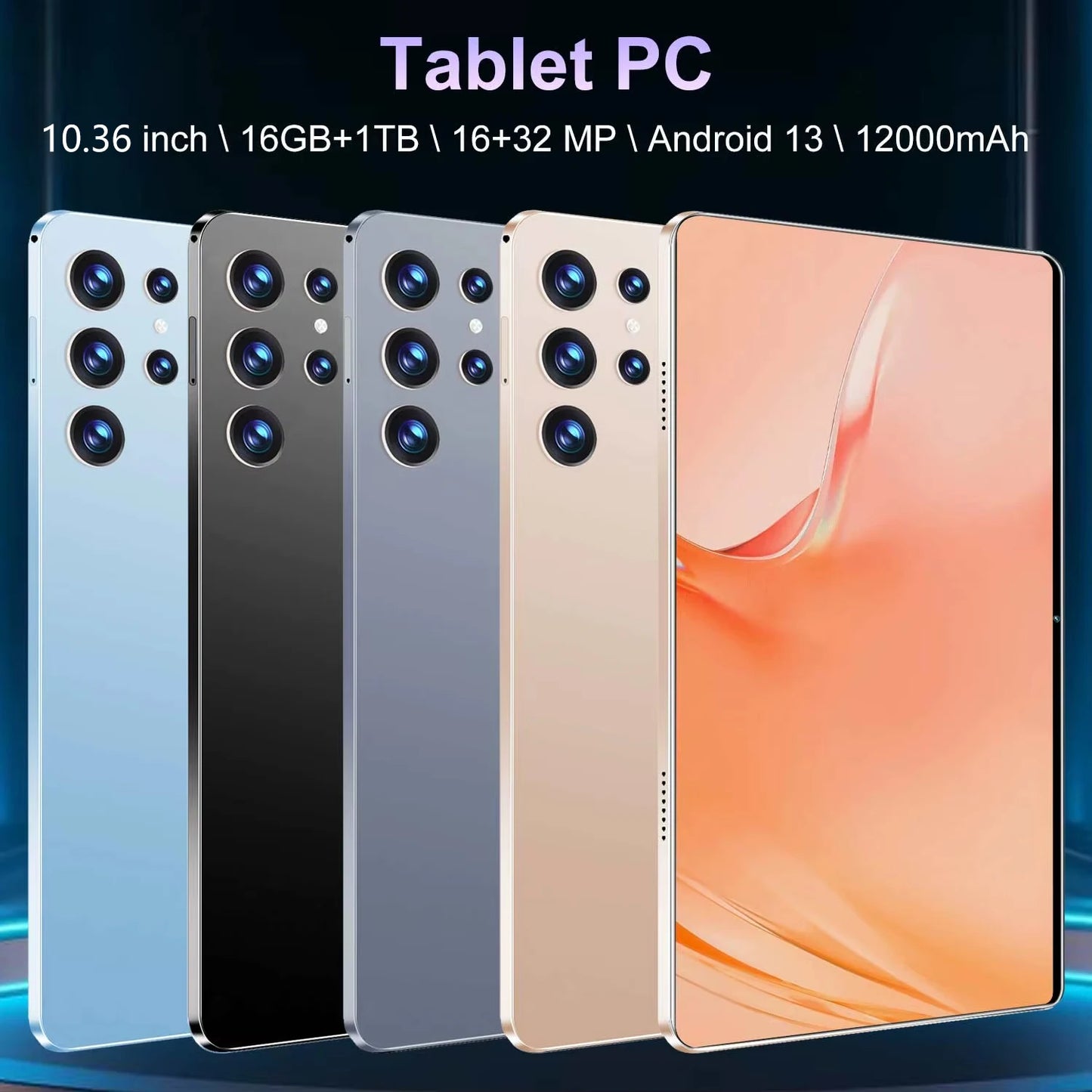 2025 5G New 10.36Inch Tablet Android 16GB RAM 1TB ROM Android 13.0 12000mAh