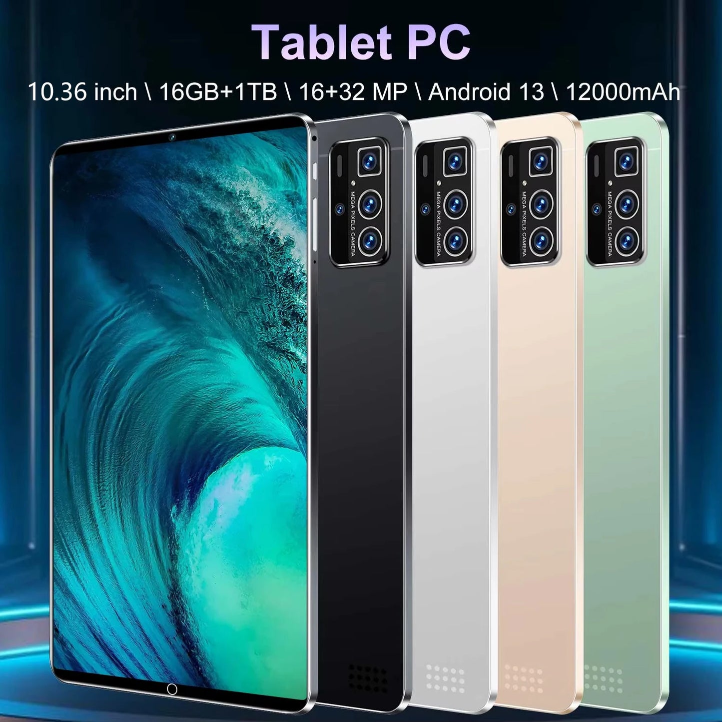 2025 5G New 10.36Inch Tablet Android 16GB RAM 1TB ROM Android 13.0 12000mAh