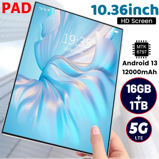 2025 New 5G Tablet 10.36Inch Android 13.0 Tablet MTK6797 16GB RAM 1TB ROM