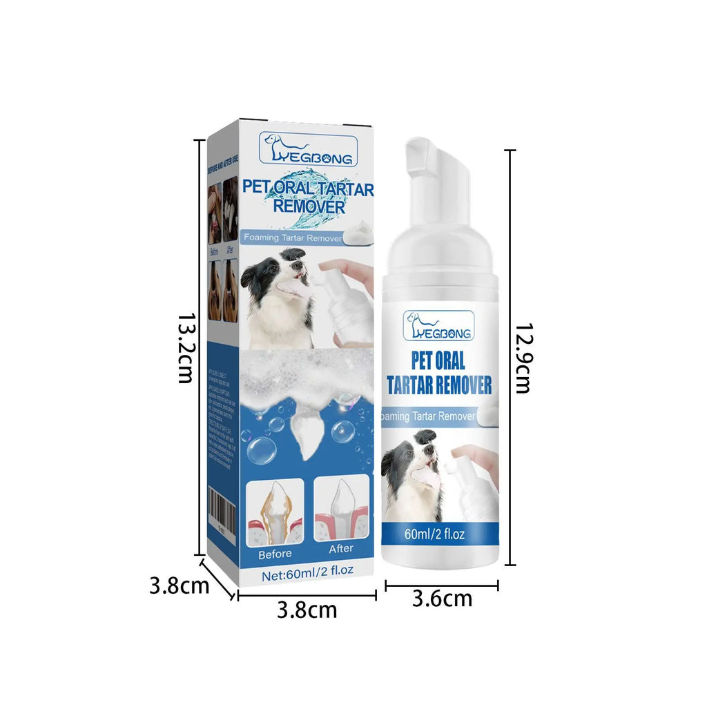 pet tartar removal foam Yebong 60ml bottle with packaging for dog and cat dental care